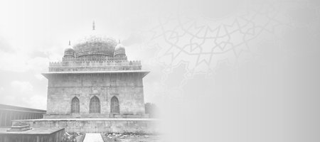 Ramadan Kareem black and white mosque background with mandala. Greeting for Ramadan Mubarak. Eid Mubarak. Happy Ramadan. Happy Eid Greeting Card Idea. Holy Month. Empty Space.の写真素材