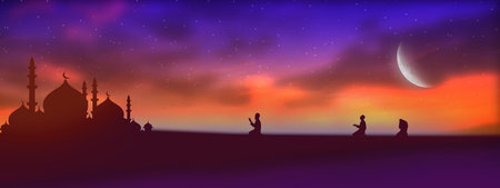 Ramadan Kareem background. Greeting for Ramadan Mubarak, Eid Mubarak. Happy Ramadan, Happy Eid Greeting Card Idea. Holy Month. Copy Space.の写真素材