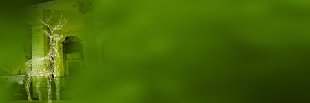 Christmas Holiday Banner. Christmas Background. Bokeh Background. Christmas Decoration. Reindeer. Copy Space.の写真素材