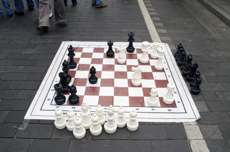 huge chess game figures  in Vilnius city street event の写真素材