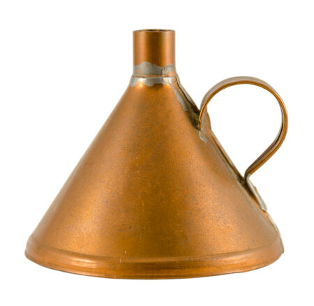 old rustic brass funnel isolated on white background の写真素材