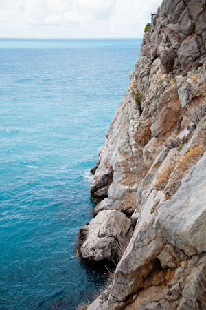Landscape with rocks by the sea and beautiful sky. Ancient Coral Reef.の写真素材
