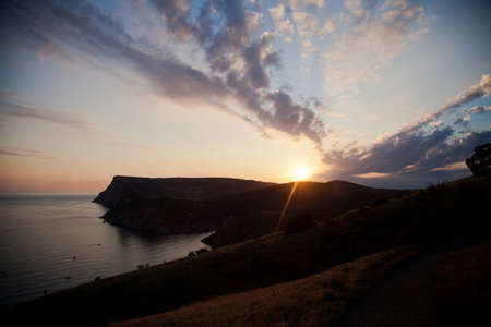Landscape with rocks by the sea and beautiful sky. Ancient Coral Reef.の写真素材