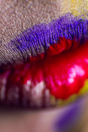 lipstick, different colors of a young girl in the macroの写真素材