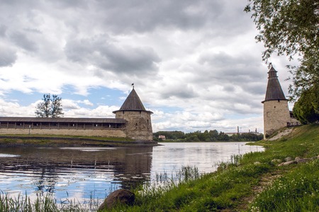 Pskov, Russia - June 6 : Pskov Kremlin at the confluence of two rivers, the Great and Pskov in Russia. Birthday of the great writer Alexander Pushkin , on June 6, 2016.のeditorial素材