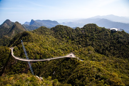 Langkawi, MALAYSIA - January 30 : View of Langkawi Sky Bridge from a higher vantage point on the day of memory of fighters for independence in India on January 30, 2014.のeditorial素材