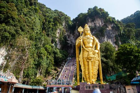 KUALA LUMPUR, MALAYSIA - January 23: Worshippers pray inside Batu caves Hindu Shrine the memory of the monk Varlaam of Antipas January 23, 2014.のeditorial素材