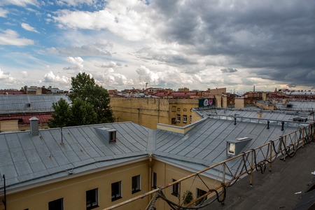 Saint Petersburg, Russia - 10 July : .Roofs of the old houses in bright Sunny weather, the days of military glory of Russia on 10 July, 2016.のeditorial素材