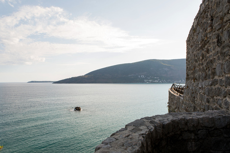 Sea view from the fortress of Herceg-Novi of Montenegroの写真素材