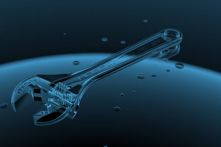 Adjustable Large Wrench 3D X-Ray Blue Transparentの写真素材