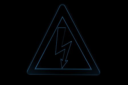 danger electricity sign 3D xray blue transparent
