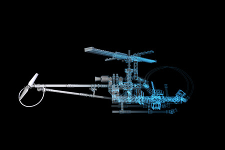 Toy Helicopter  3D xray blue transparent 