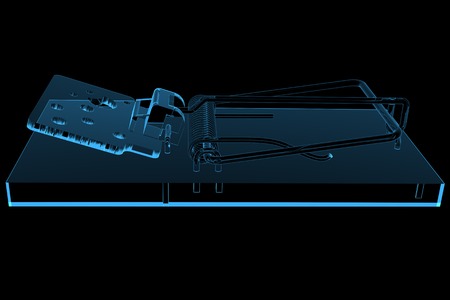 Mouse Trap  3D xray blue transparent の写真素材