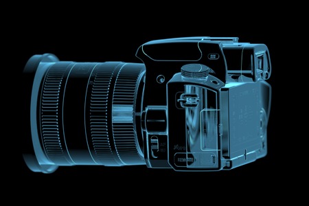 Profesional DSLR camera  3D xray blue transparent 