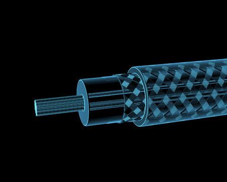 Television cable  3D x-ray blue transparent isolated on black の写真素材