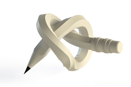Pencil Knot isolated on whiteの写真素材