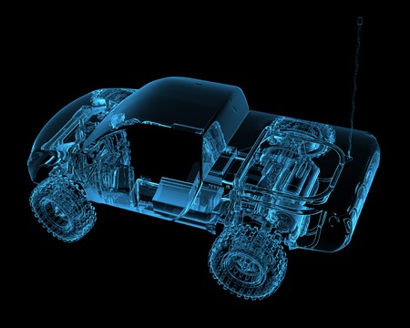Radio controlled R C toy car  3D xray blue transparent 