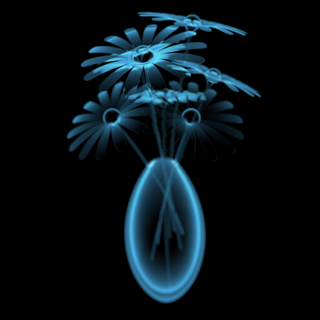 Flowers in the wase  3D xray blue transparent の写真素材