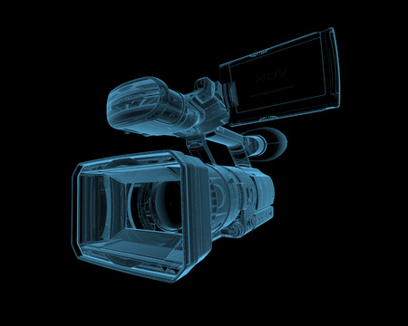 Video camera x-ray blue transparent isolated on blackの写真素材