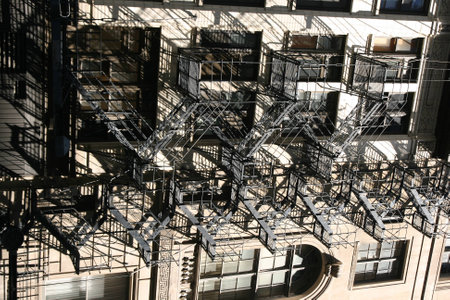 Stairs in front of the buildingの写真素材