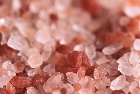 Himalayan pink salt as a background. Close-up.