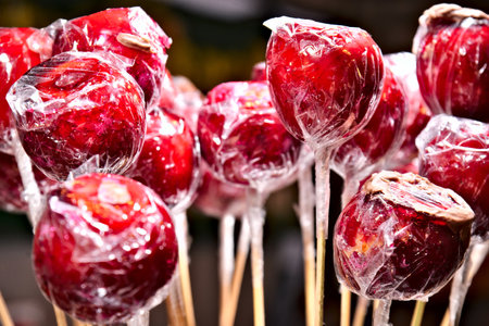 Apple of love (MaÃ§a do amor), typical Brazilian food. Festa junina (June festival) food. Apple.の写真素材