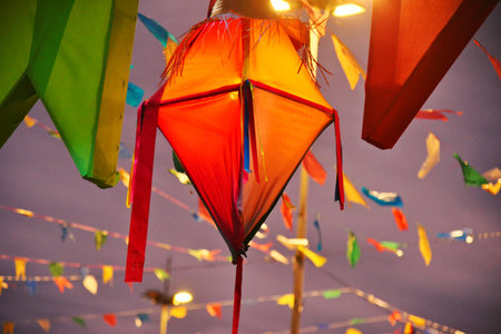 SÃ£o JoÃ£o balloon or Festa Junina balloon for decoration. Brazilian festival of SÃ£o JoÃ£o and June festival.の写真素材