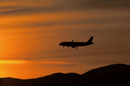 airplane silhouetteの写真素材