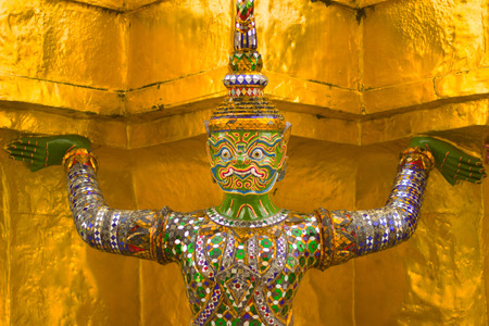 The monkey is character from Thai literature to decorate Wat Phra kaew inside grand palace Bangkok, Thailand.の写真素材