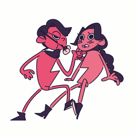 half-hearted men, seducing half-hearted women, valentine characters in flat designのイラスト素材
