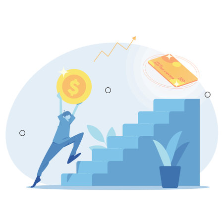 Convenience of saving today. With a credit card, we can carry money anywhere for any needs. Vector Illustrationのイラスト素材