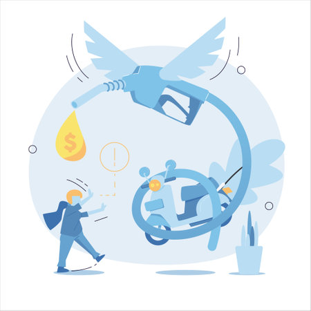 Expensive gasoline. The scarcity of gasoline makes it expensive. Vector illustrationのイラスト素材