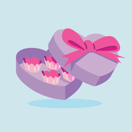 valentines day gift flat vector illustration. Cute gift valentine illustration. cute chocolate illustration.のイラスト素材