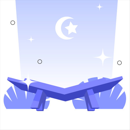 Holy quran, Islamic book, Arabic book, Quran Kareem, Cover quran, Islamic book.arabic calligraphy that means the Holy Quran for your design isolated. vector illustration.のイラスト素材
