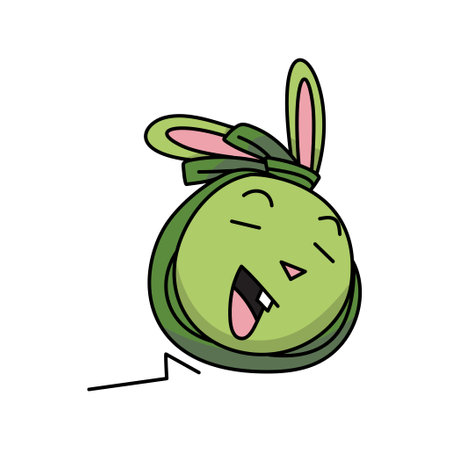 green easter bunny head imitating tied easter eggs flat vector illustrationのイラスト素材