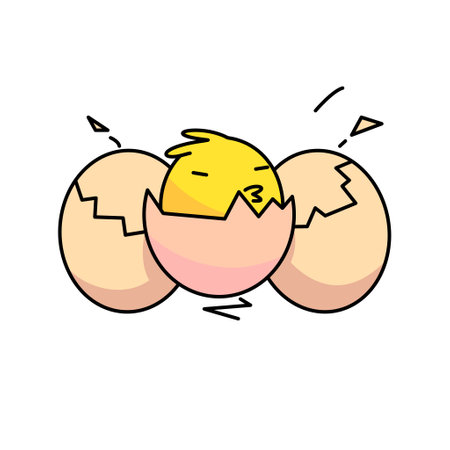 3 hatching easter eggs. flat vector illustrationのイラスト素材