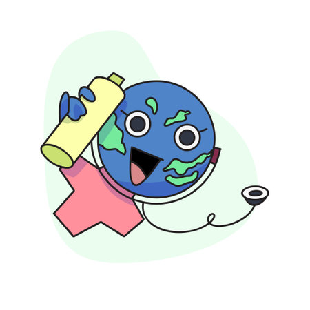 World Health Day Concept Vector Illustration. 7th April world globe with mask health concept Background. World health day concept text Poster design with doctor stethoscope. coronavirus health problemのイラスト素材