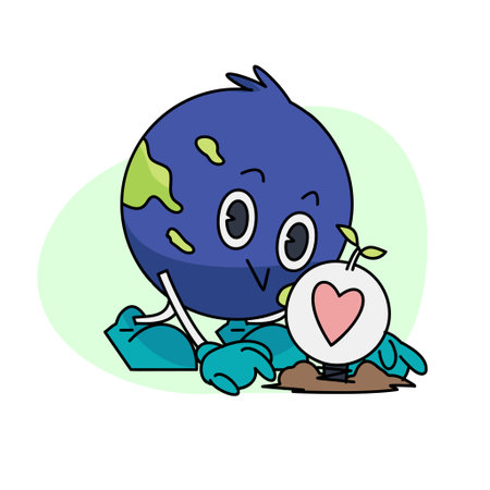 Vintage motivation poster or card design template with walking happy cute Earth planet character mascot with better days ahead caption for t shirt print. Vector illustrationのイラスト素材