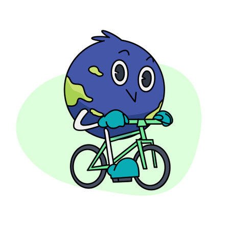 Vintage motivation poster or card design template with walking happy cute Earth planet character mascot with better days ahead caption for t shirt print. Vector illustrationのイラスト素材