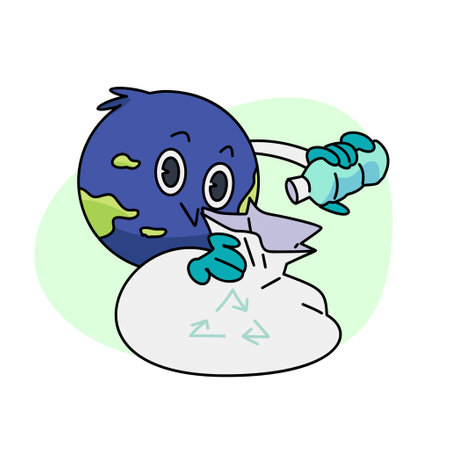 Vintage motivation poster or card design template with walking happy cute Earth planet character mascot with better days ahead caption for t shirt print. Vector illustrationのイラスト素材