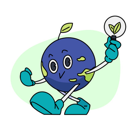 Vintage motivation poster or card design template with walking happy cute Earth planet character mascot with better days ahead caption for t shirt print. Vector illustrationのイラスト素材
