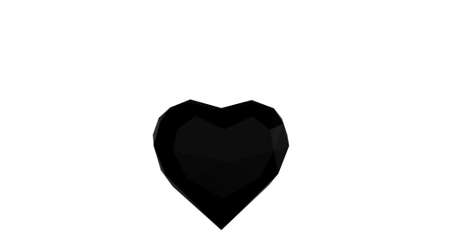 Heart-shaped black Diamond in white backgroundの写真素材