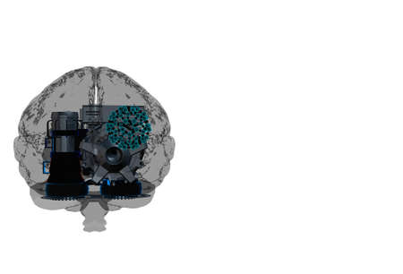 Representing Machine learning through a human brain 3d illustration and 3D rendering