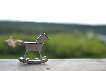 Small wooden horseの写真素材