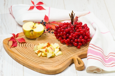 Red apples with cranberryの写真素材