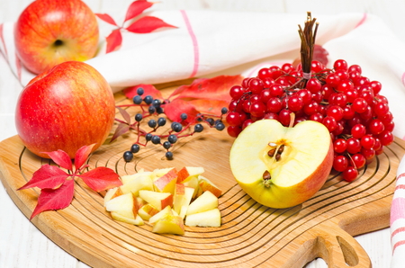 Red apples with cranberryの写真素材