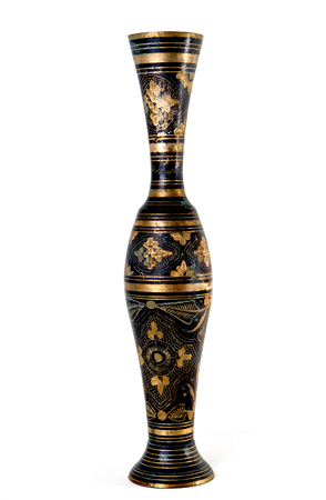 Antique etched brass vaseの写真素材