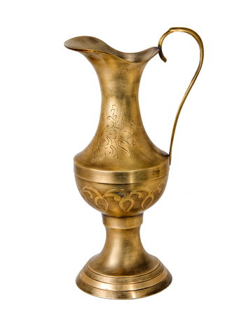 Antique etched brass vaseの写真素材