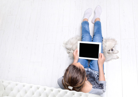 Young women with tablet pc.の写真素材