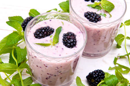 Blackberry smoothie.の写真素材